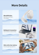 Qcy h3 lite anc fones de ouvido sem fio/com fio bluetooth 5.3 dobrável sobre a o